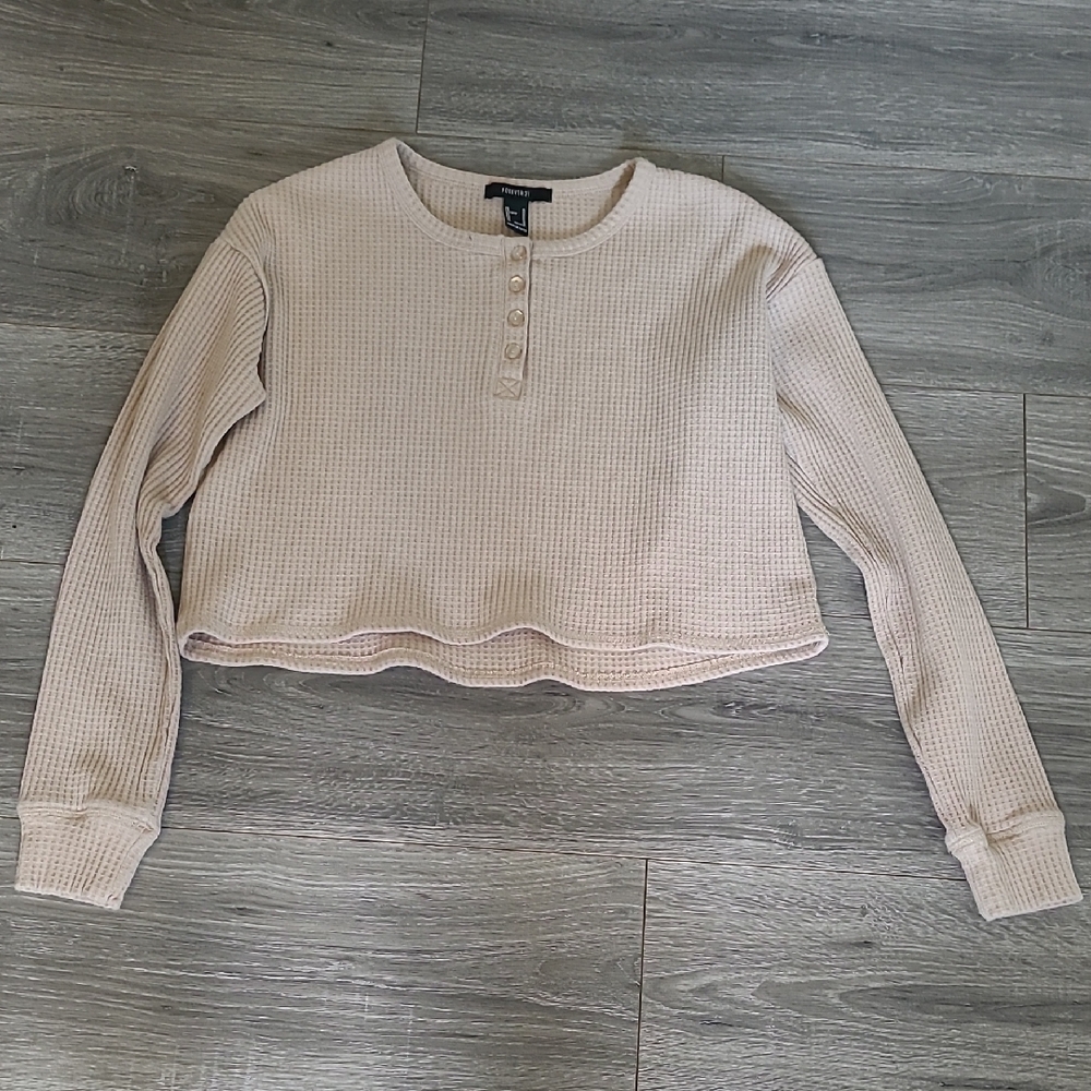 Forever 21 Tan Crop Long Sleeve Size Medium